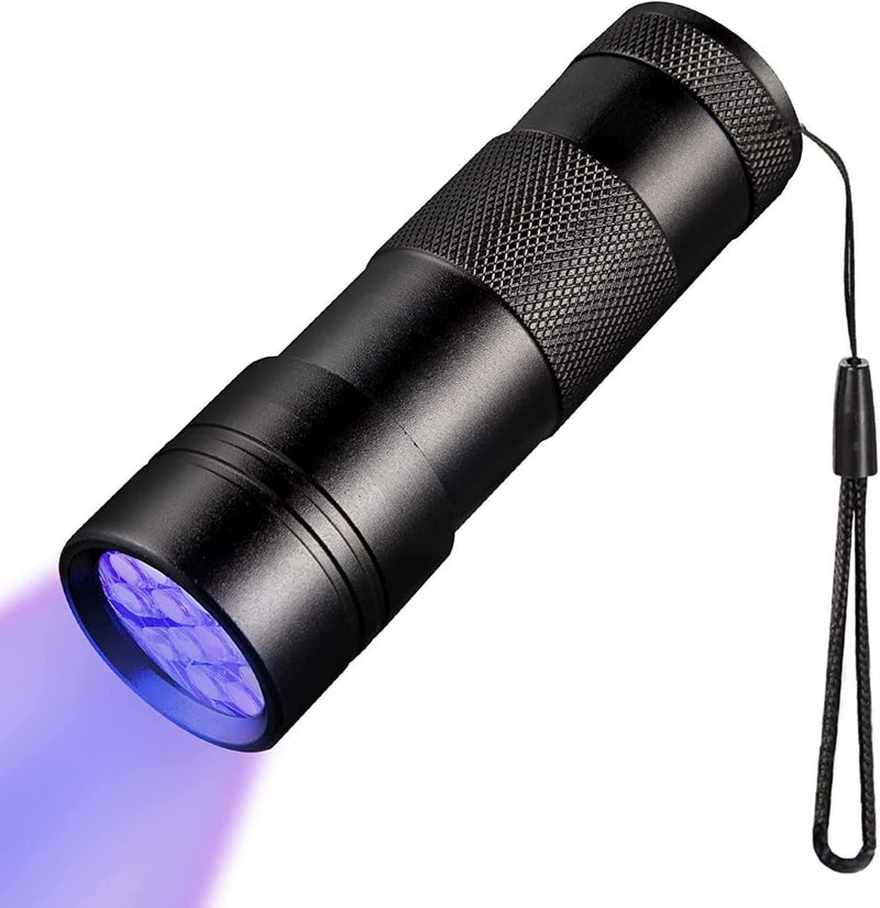 JacobsParts UV Flashlight Black Light, Handheld Inspection Blacklight 12 Led 395nm Mini Light Torch for Dog Pet Urine St