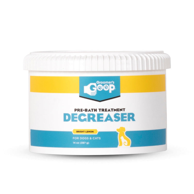 Groomer’s Goop Pre-Bath Pet Degreaser Treatment - Professional Strength Formula Removes Tough Oil & Grime from Dog & Cat Coats, Conditions Skin, Dye-Free - 14 oz Can