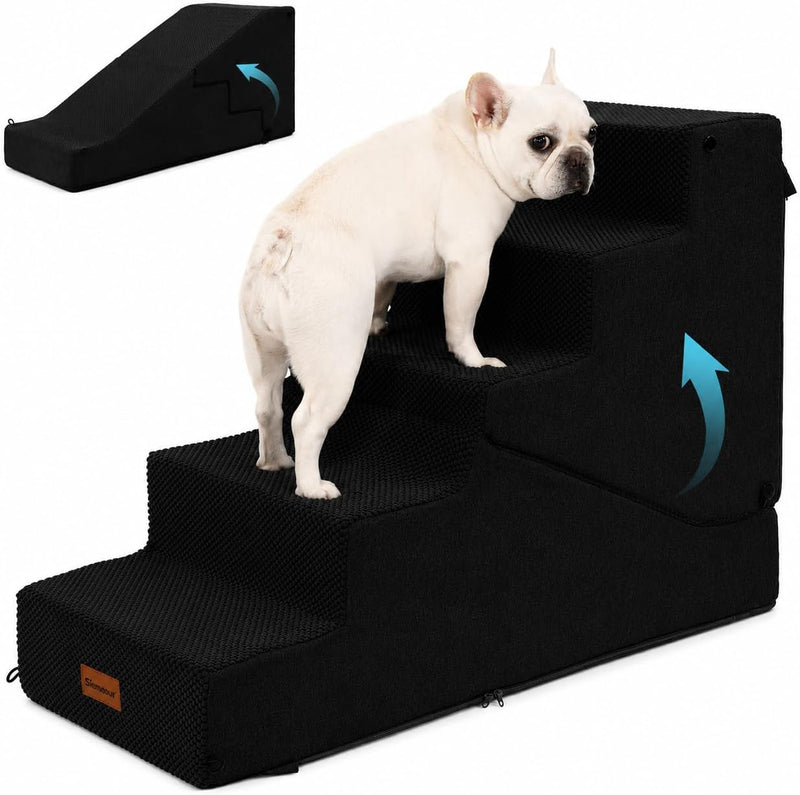 5-Step Dog Stairs and Ramp for Small Dogs and Cats, Pet Steps for High Bed with Non-Slip Bottom
