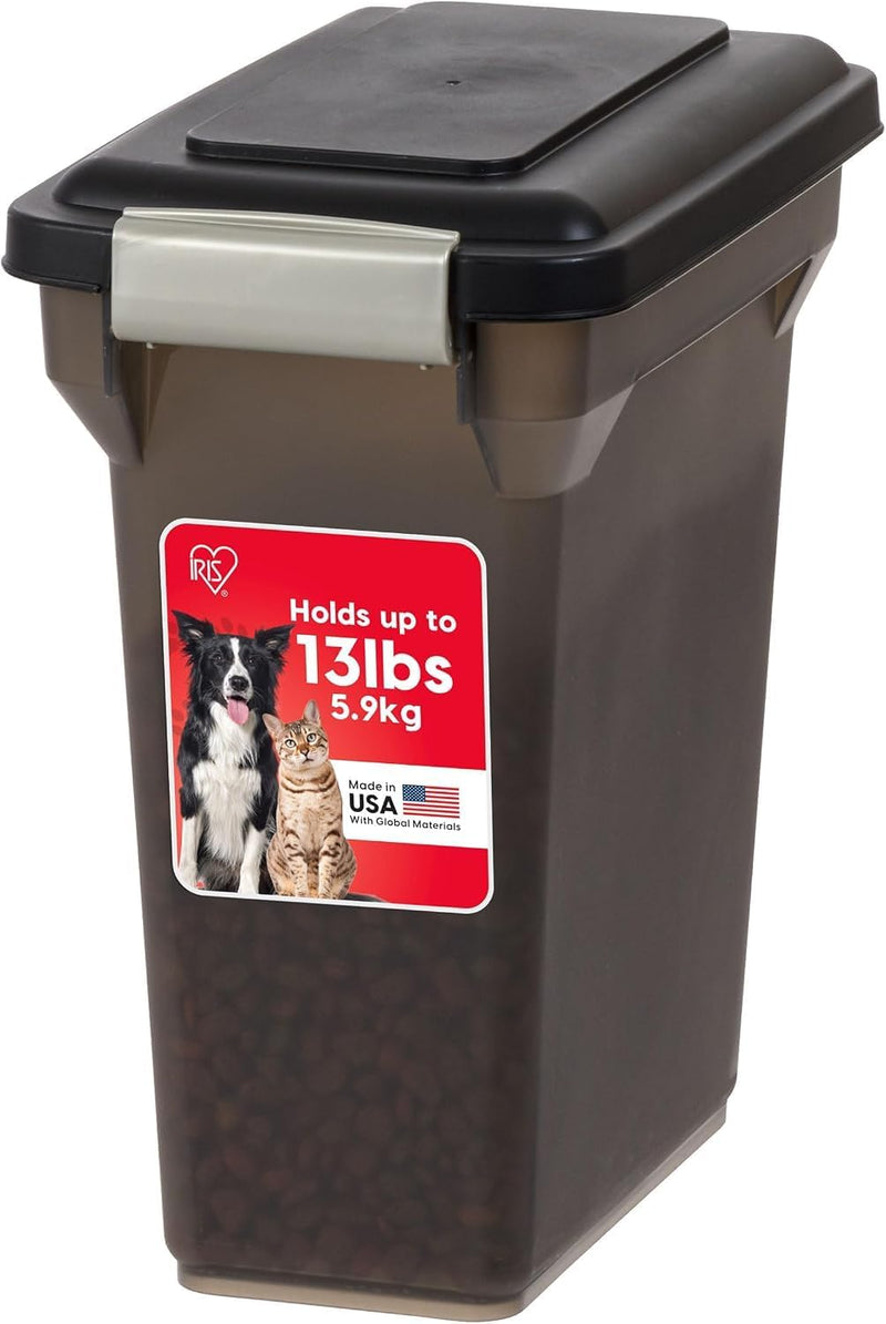 IRIS USA Dog Food Storage Container, Up to 13 lbs, Smoke, Made in USA