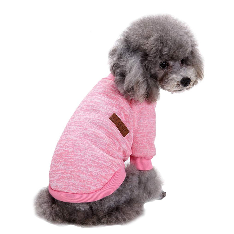 Jecikelon Fleece Dog Sweaters for Small Dogs, Soft Puppy Clothes for Doggie, Warm Dog Winter Outfits, Cute Pullover Sweatshirt Apparel for Pet Cats (Pink, S)