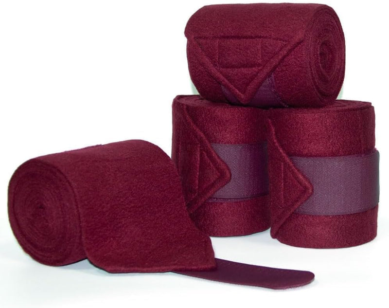 Horse Polo Leg Wraps Soft Fleece Wraps Equestrian Leg Bandage 4-Pack (Cob(8.2ft), Wine Red)