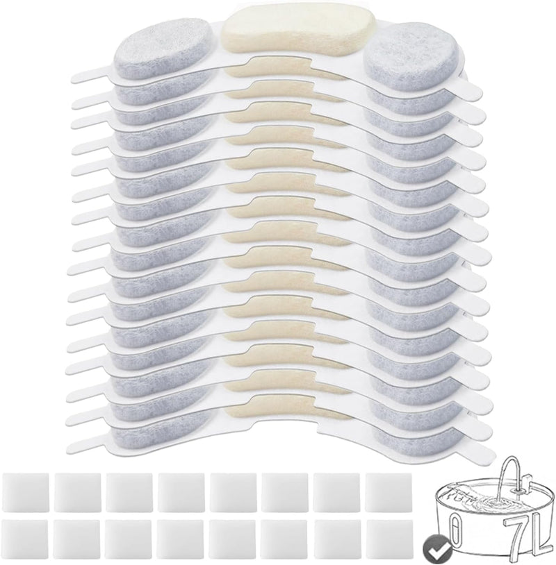 16 Pack Dog Water Replacement Filters Compatible with Smartoo 7L / 236oz / 1.8Gal Stainless Steel Dog Water Fountain, Pe