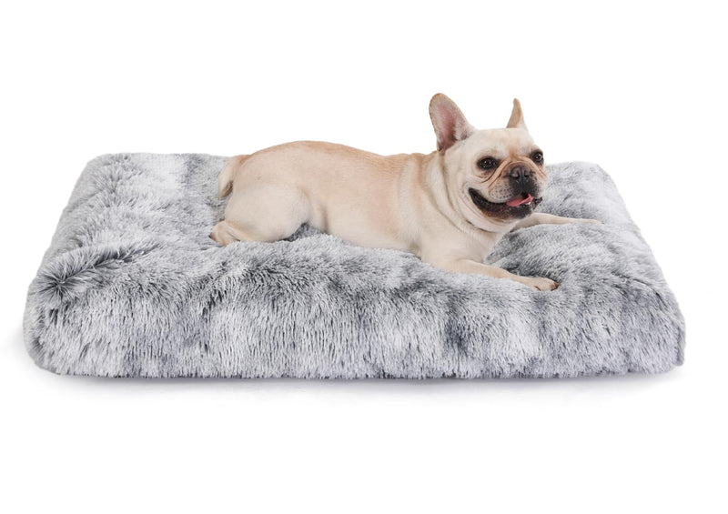 Bedfolks Waterproof Dog Crate Bed With Removable Washable Cover, Plush Faux Fur Pad for Large Dogs, Fluffy Kennel Bed 35