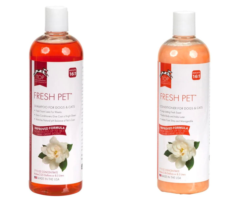 Fresh Pet Dog Cat Shampoo and Conditioner Pairs Reduces Mats Tangles Adds Sheen Two Bottle Combos for Less (17 Ounce Bottle Pair)