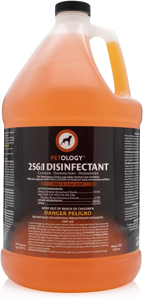 Petology 256:1 Pet Disinfectant and Deodorizer, Fresh and Clean, 1 Gallon