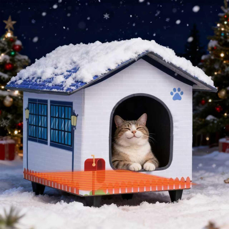 Heated Cat Houses for Indoor/Outdoor Cats with Elevated Heated Cat Bed Waterproof Providing Safe Feral Cats, Easy to Ass