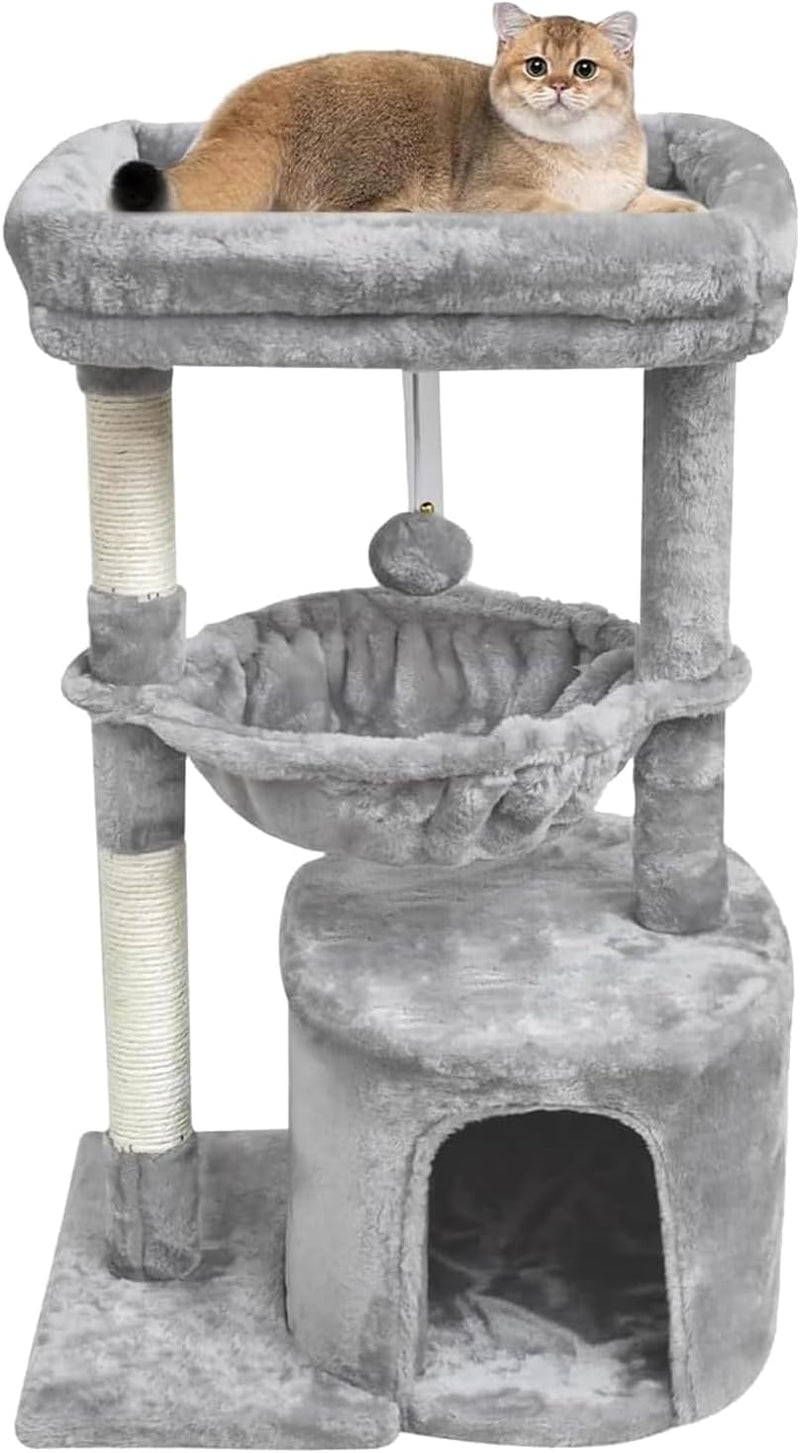 SYANDLVY Small Cat Tree for Indoor Cats, Activity Cat Tower with Scratching Post for Kittens, Modern Cat Furniture with