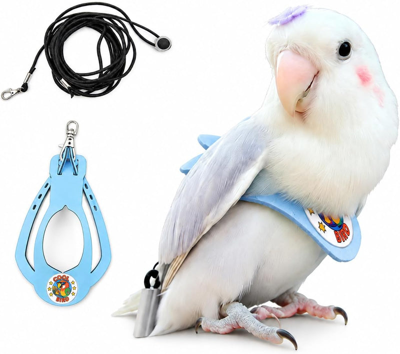 Bird Harness and 3M Elastic Flight Leash, Adjustable Parrot Harness for Budgies, Parakeets, Lovebirds, Cockatiels, Conur