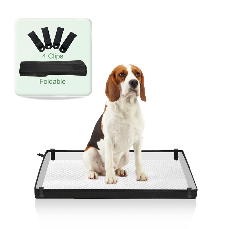 HQ4US 4LEGS Large Portable Dog Pee Pads Foldable Liner Base 33''x23'' Training Pad Holder with Fixing Clips, Waterproof, Easy Clean, Indoor Dog Potty