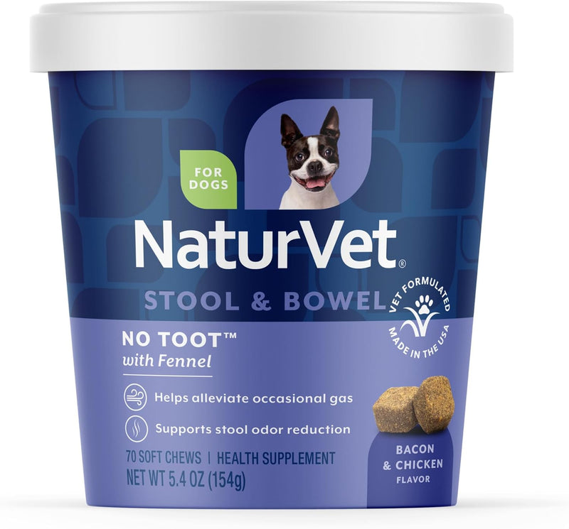 NaturVet No Toot Gas Aid for Dogs Plus Fennel - 70 Soft Chews