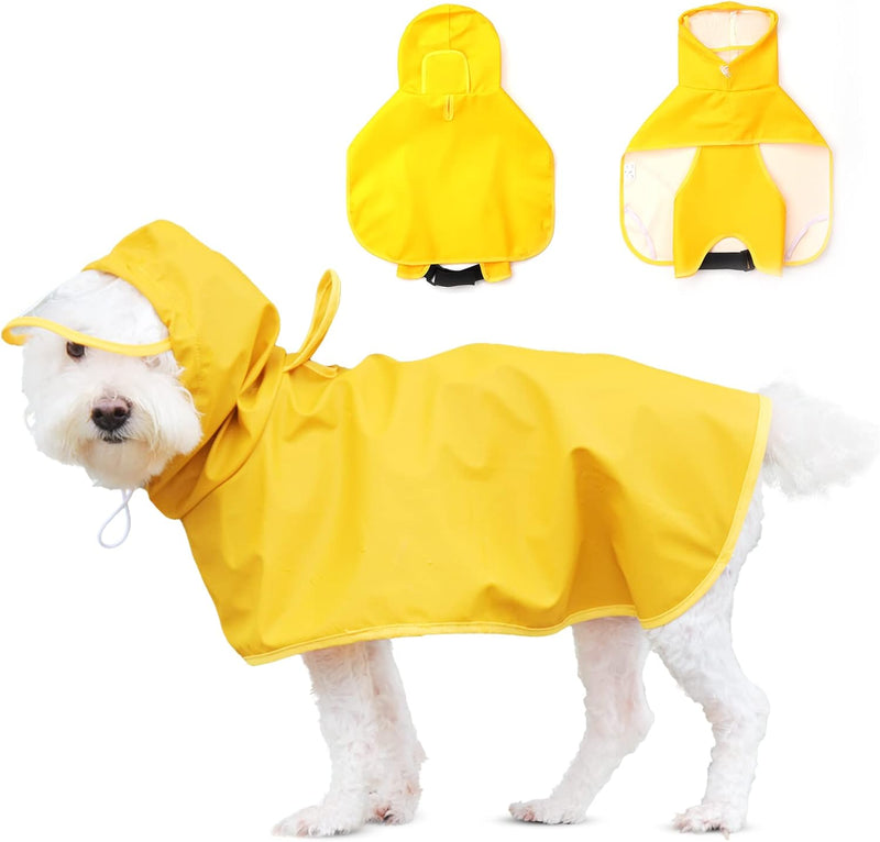 Dog Raincoat for Small Dogs, Dog Rain Jacket with Clear Hooded, Waterproof Dog Rain Coat with Adjustable Belly Strap, Do