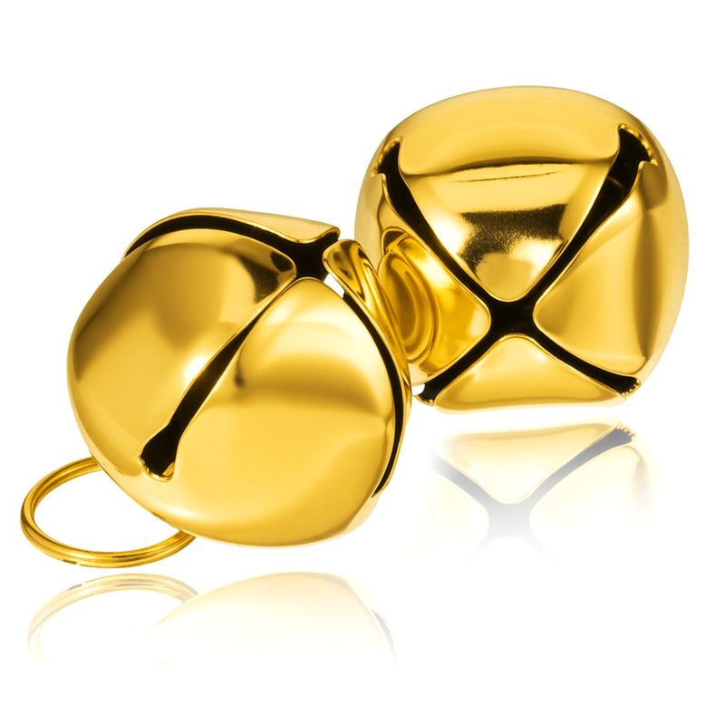 Xthrotsenk 2 Pcs Gold Large Dog Bells 1.18'' Dog Collar Loud Bells Cat Bell Collars Handmade Metal Puppy Hanging Ring Bell with Ring Pet Pendant Accessories for Dogs Cat Pet