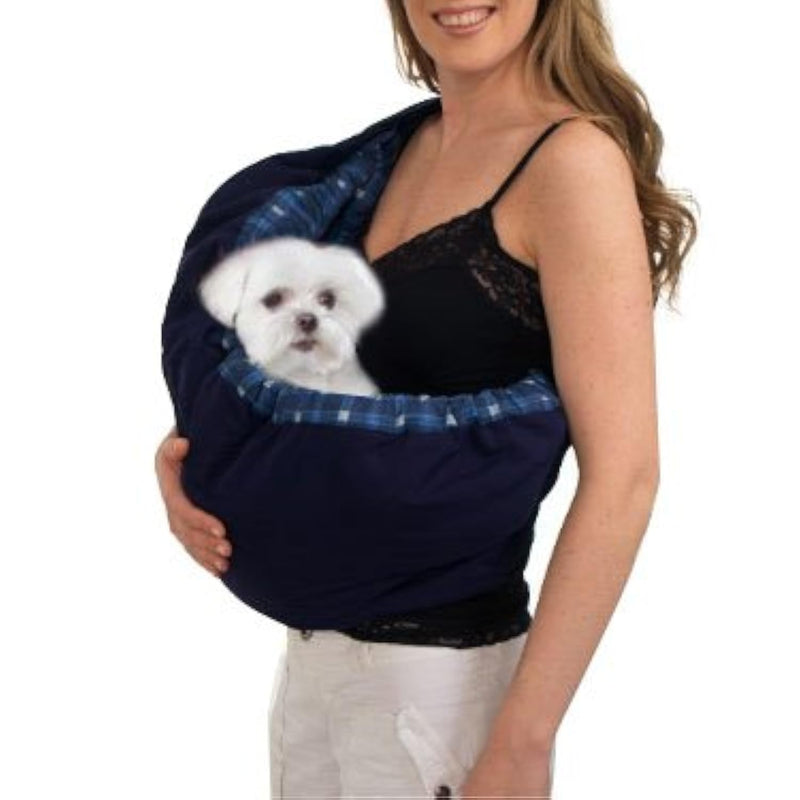 Pet Sling Carrier, OrgMemory Adjustable Bag, Small Dog Cat Outdoor Shoulder Carrier Most Suitable: 3-8 lbs (Blue Plaid)
