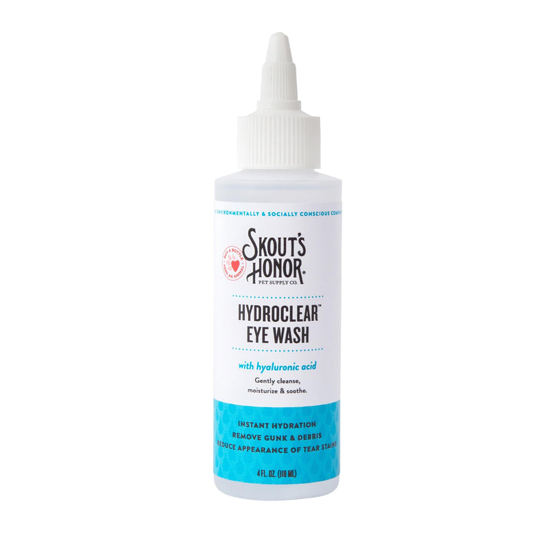 SKOUT'S HONOR HydroClear Eye Wash with Hyaluronic Acid, 4oz Bottle - Non-Medicated, Daily Eye Care for Dogs & Cats