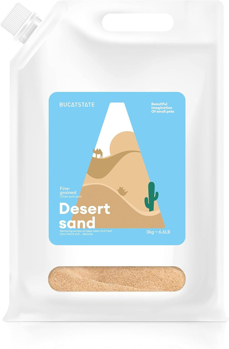 BUCATSTATE Hamster Bath Sand with Pour Spout, 6.6LB Desert Bath Sand | No-Dust Potty Litter Calcium-Free Sand for Hamste