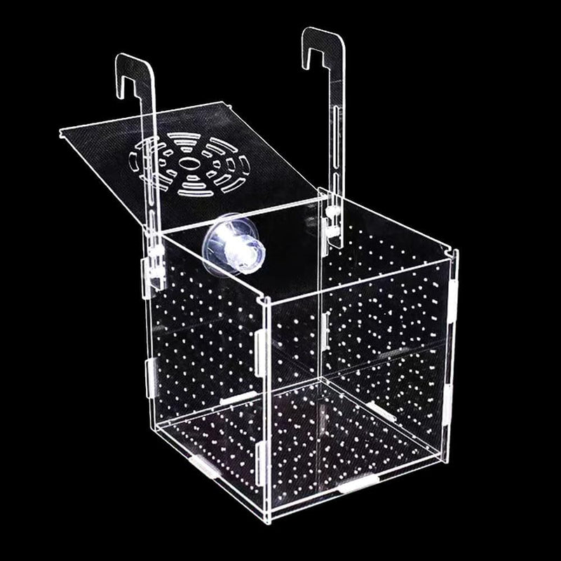 Fish Breeding Box, Acrylic Fish Isolation Box Separator for Shrimp Clownfish - 5.9 * 5.9 * 5.9 inches
