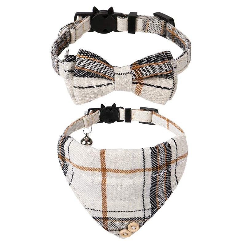 Faleela Breakaway Cat Collar with Bells - 2 Pack Cat Collar with Bells, Cat Collars with Bandana, Accessories for Pet Collars, Adjustable for Cats and Small Dogs