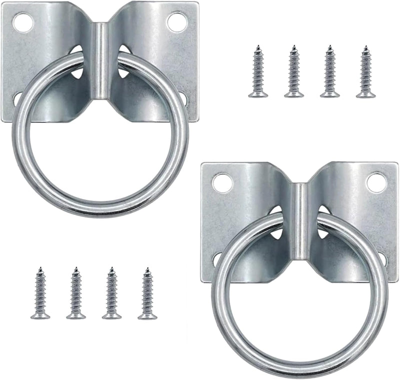 Horse Cross Tie Ring, 2 Pack Heavy Duty Block Tie Ring with Screws, Wall Mount Hitching Ring for Horse Stall, Barn, Stab