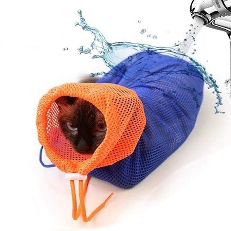 Cat Grooming Bag Puppy Dog Cleaning Polyester Soft Mesh Scratch & Biting Resisted for Bathing Injecting Examining Nail T