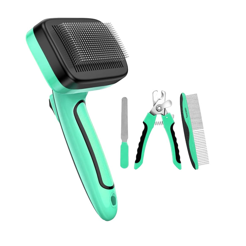 ReadyHouse 4-in-1 Dog & Cat Grooming Kit: Includes Pet Comb, Nail Clippers, Deshedding & Cleaning Brushes