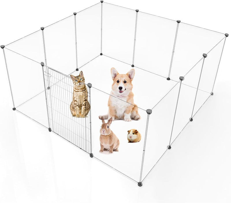 BRIAN & DANY Dog Playpen Portable for Small Animals, Dog Play Pen Indoor, Transparent Pet Playpen for Puppies, Cats, 80