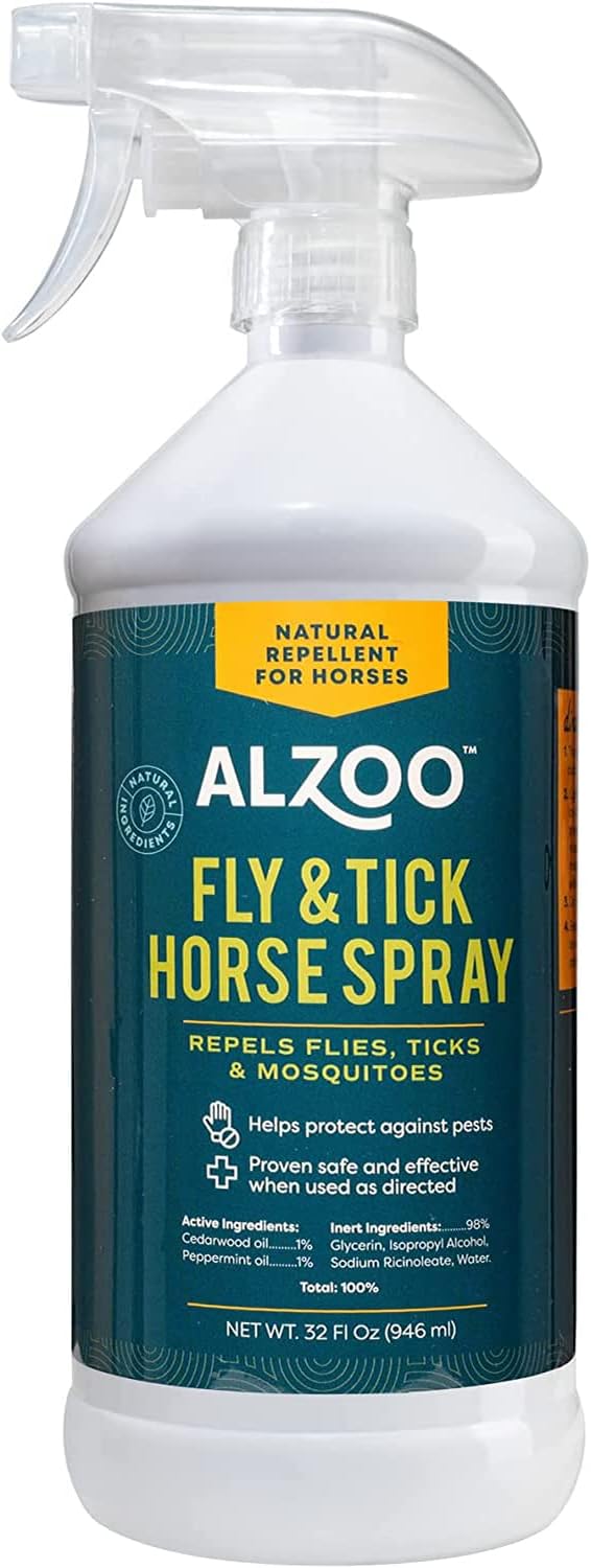 ALZOO Plant Based Fly and Tick Horse Spray, Helps Repel Mosquitoes, Horseflies & Ticks, Plant-Based Active Ingredients,