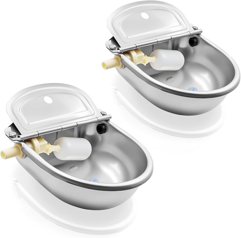 Automatic Animal Drinking Water Bowl with Float Valve and Drainage Hole 304 Stainless Steel Feeder Waterer Livestock Wat
