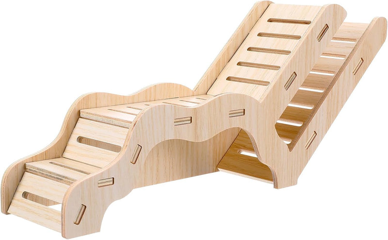 Versatile Hamster Hideout and Exploration Tunnel, Snap-Together Wooden Hamsters Tunnel Burrow with Panoramic Window Hams