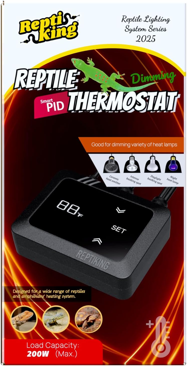 Reptile Dimming Thermostat, Heat Lamp Temperature Controller, Reptile Terrarium PID Digital Thermostat, Heating Controll