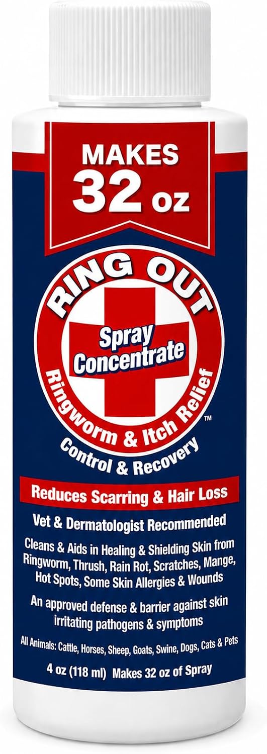Ring Out - Control and Help Ringworm for Cats, Dogs, Sheep, Goats, Cattle, Horses, All Pets and Livestock Makes 32 oz. o