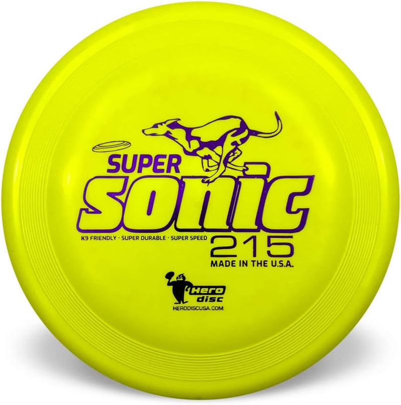 Hero Disc USA Hero SuperSonic 215 K9 Taffy Plastic Dog Disc, Puncture Resistant Dog Flying Disc (Yellow)