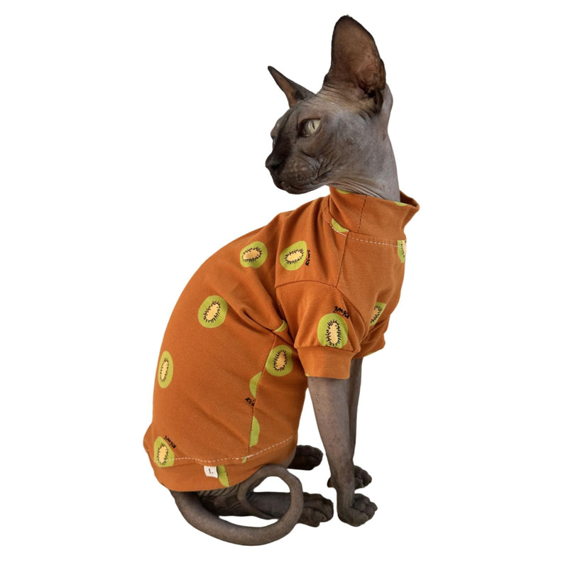 Limited Edition Sphynx Cat T-Shirts Elastic Hairless Cat Sweatshirt Pet Kitten Clothes Round Collar Kitten Shirts Vest Cats & Small Dogs Apparel (Kiwi, M (5.5-6.6 lbs))