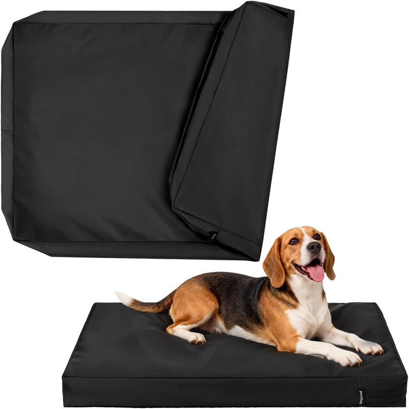 PAWFINITY Waterproof Dog Bed Cover Replacement Washable, Easy to Clean, Pet Hair Resistant, Heavy Duty Oxford, Zipper Closure, Indoor/Outdoor Use, Fits 36 Inch Dog Crate - Large, 34x22x3.5, Black