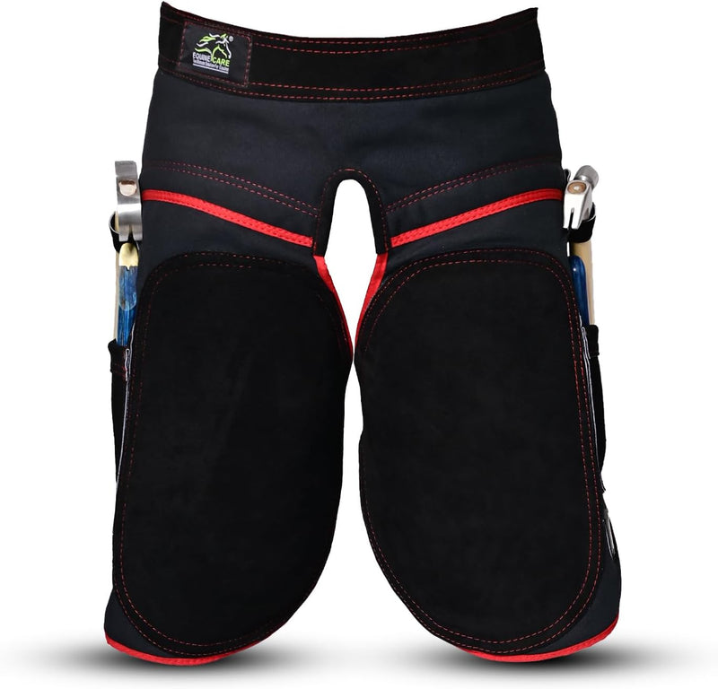 Equine Care Women's Leather Farrier Apron Chaps with Canvas, 23in, Black