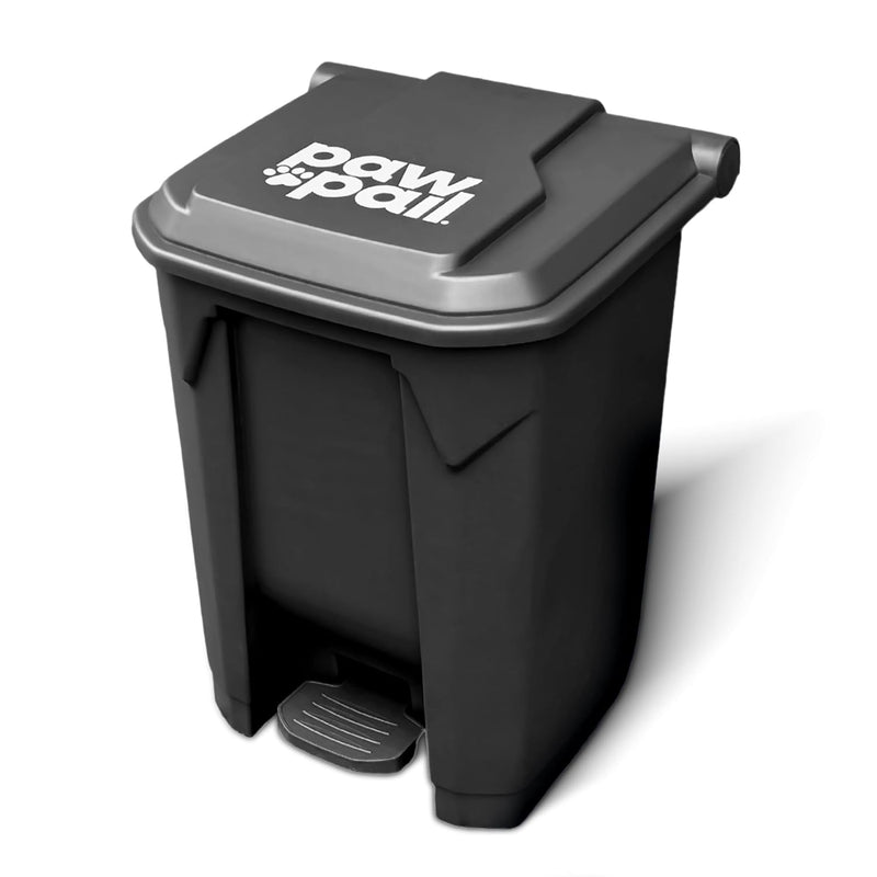 PawPail Essential Pet Waste Station, Outdoor Dog Poop Trash Can with Step-On Lid, Square Plastic Dog Waste Station, Blac