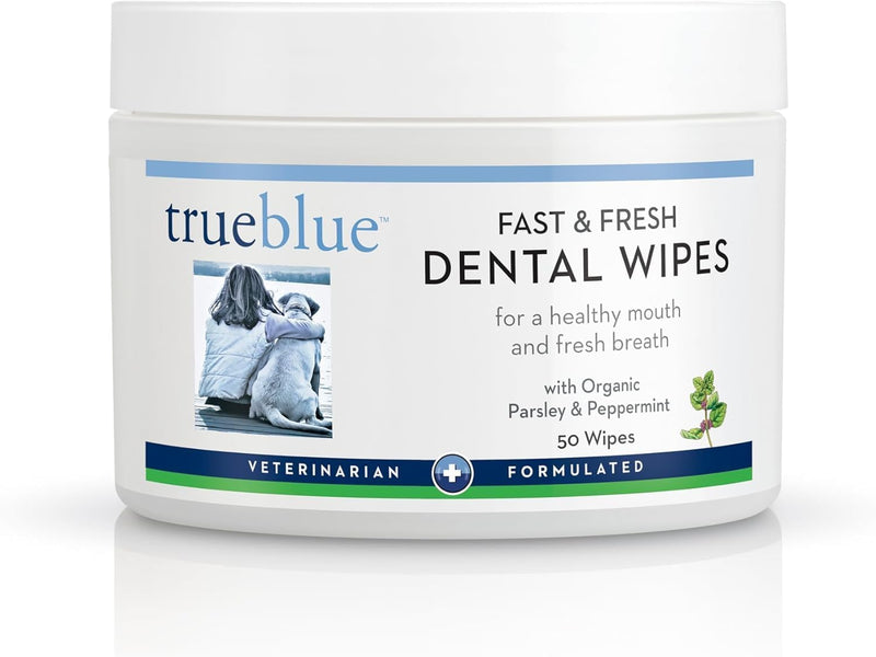 TrueBlue Dog Dental Wipes, Pre-Moistened Pads, Peppermint & Parsley