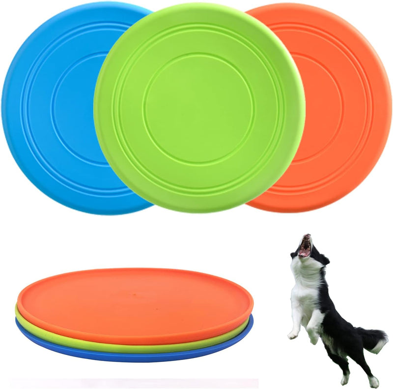 XIGOU Dog Flying Disc, 3 Pack Dog Flyer Toys, Soft Rubber Interactive Lightweight Flying Disc Dog Toy for Small Large Do