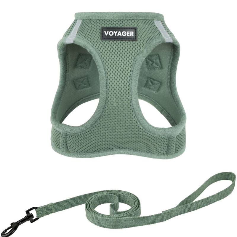 Voyager Step-in Pet Harness - All Weather Mesh, Adjustable Step in Harness for Cats and Dogs by Best Pet Supplies - 307 Set Moss Green, M