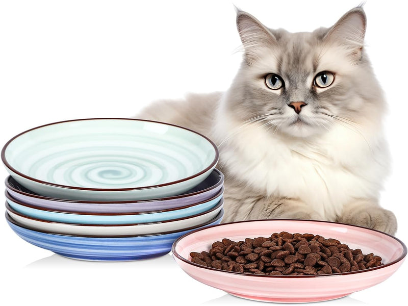 Selamica 6 Inch Ceramic Cat Bowls, Set of 6