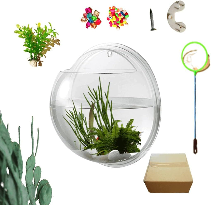 Creative Acrylic Hanging Wall Mounted Fish Tank, Hanging Bowl for Water Plants, Wall Fish Bubble Tank, Hydroponic Air Pl