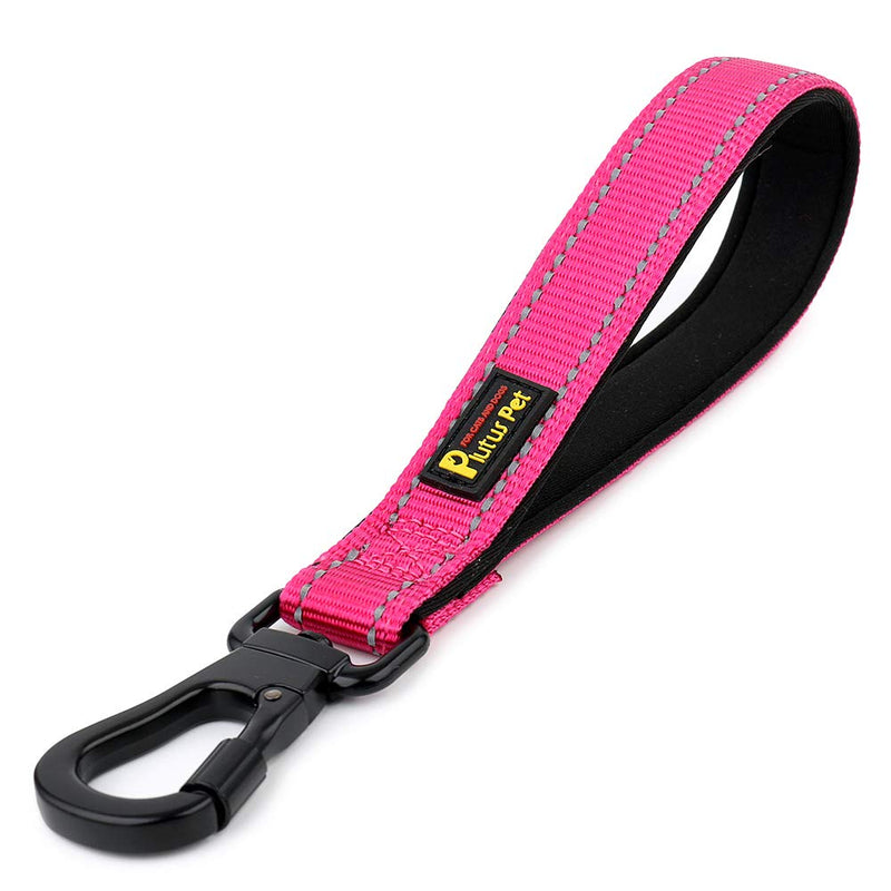 PLUTUS PET 10 Inch Short Dog Leash for Large Dogs with Locking Carabiner Clip & Padded Handle (10”, Pink)