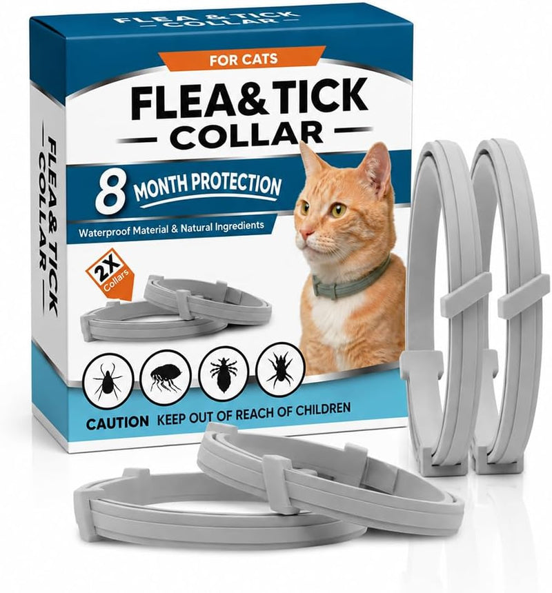 Flea and Tick Collar for Cat, Tick Collar for Cats, Cat Flea Tick Collar, Flea Collar for Cats, Lasts Up to 8 Months, Ca
