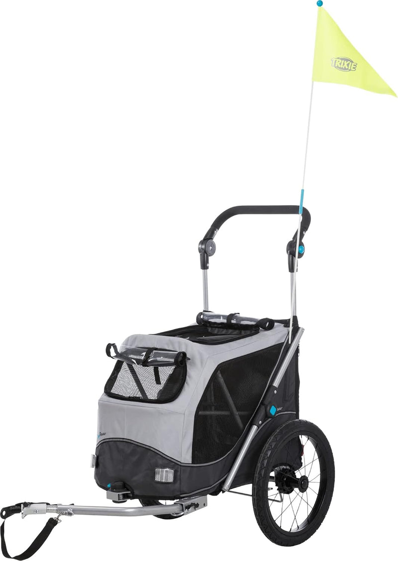 Trixie Quick-Fold Convertible Dog Bike Trailer, Quick Set-up and Fold Down, Easily Converts to Pet Stroller