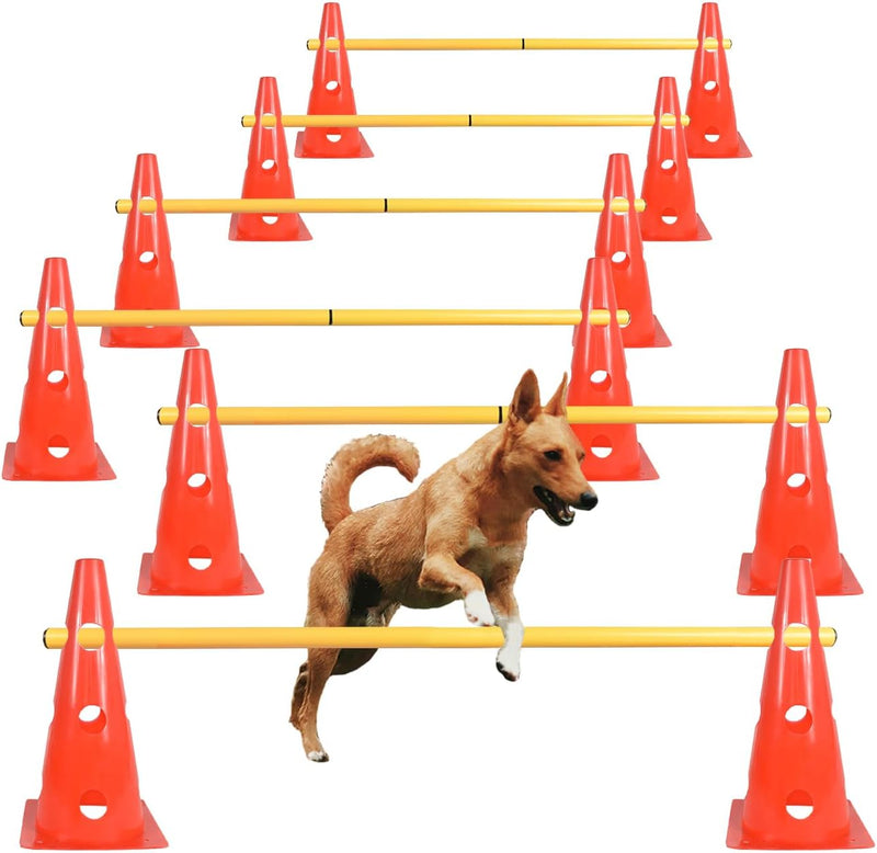 TNZMART Dog Agility Hurdle Cones Pet Jump Training Set Dog Agility Course Backyard Set Adjustable Obstacle Training Set