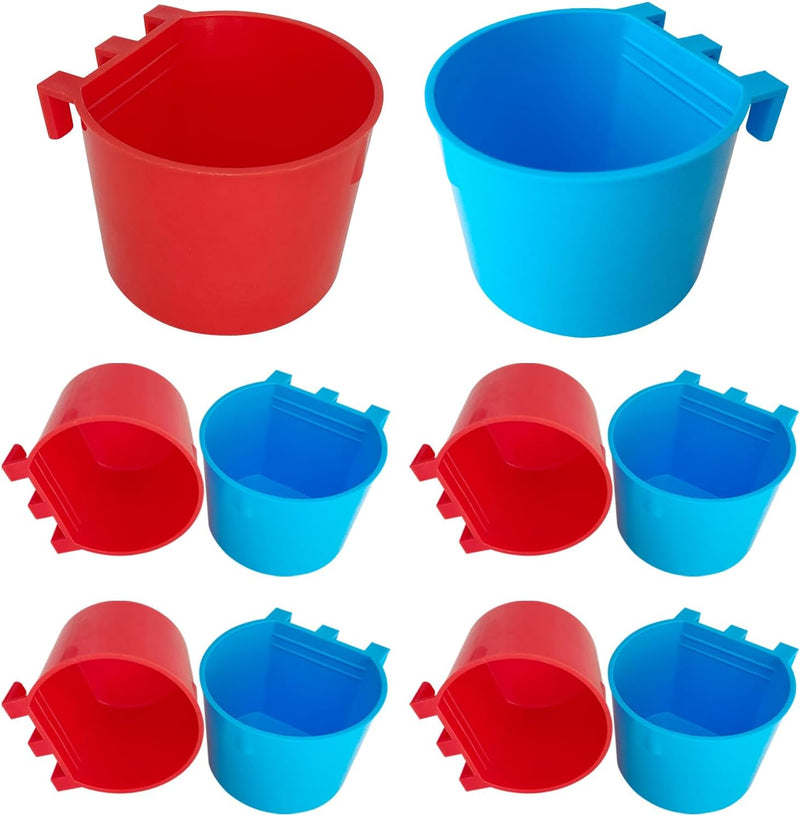 10 Pcs Cage Cups Birds Feeders Bowl Chicken Feeding Watering Dish Hanging Wire Cages Box Coop Cups for Pet Parrot Parake