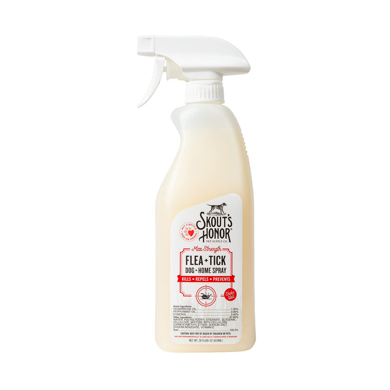 Skout's Honor Flea and Tick Dog & Home Spray - Natural Peppermint & Cedarwood Formula, Helps to Protect from Fleas, Ticks, and Mosquitos, 28 oz