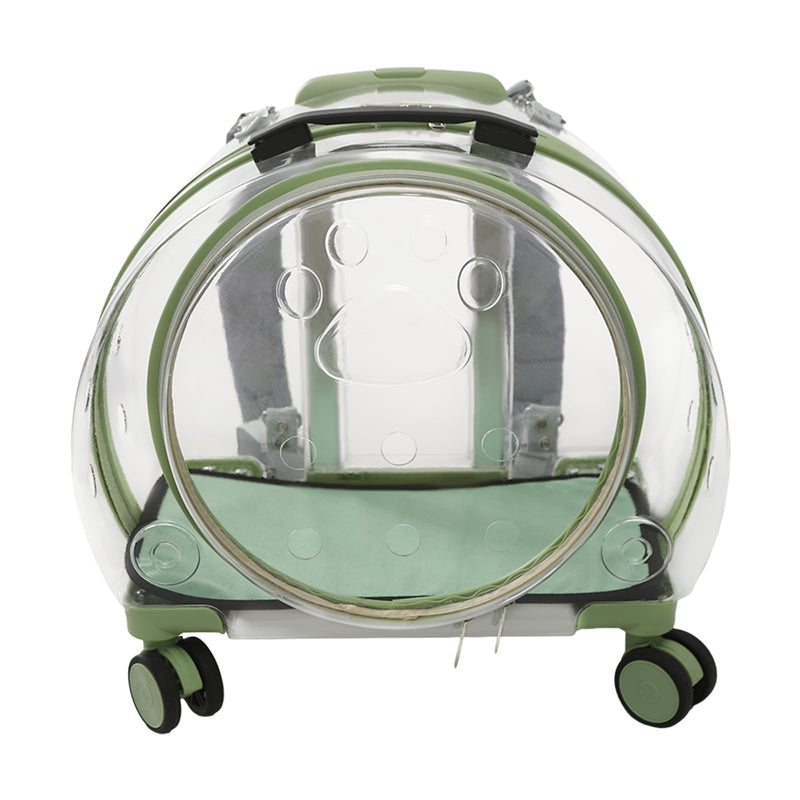 Cat Backpack Carrier, Transparent & Breathable Cat Carrier with Wheels, Large Space Bubble Pet Backpack for Kitty Dog Bunny Up to 20lbs, Multiple Carrying Options, Perfect for Traveling/Taking a Walk