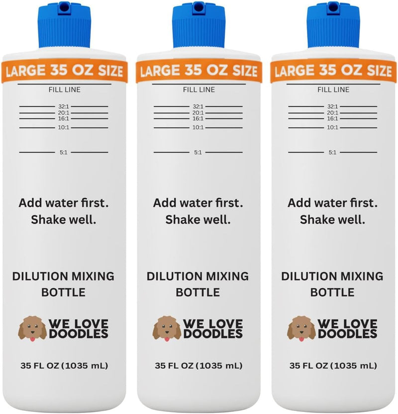 Dilution Bottle for Dog Shampoo, Conditioner & Solutions, 35 oz, 3 Pack