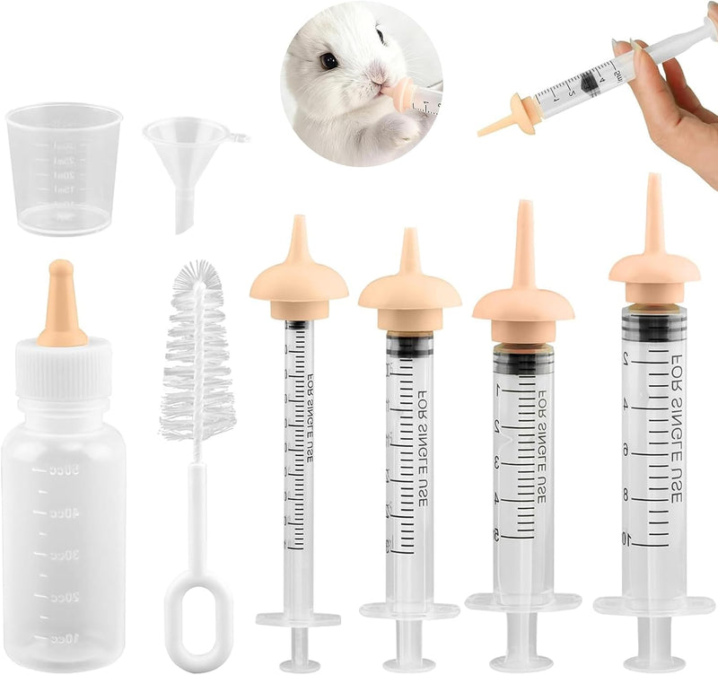 Pet Nursing Kit – Kitten Bottle Feeding Set with Nipples, Syringes, and Formula Dispenser for Newborn Puppies, Kittens,